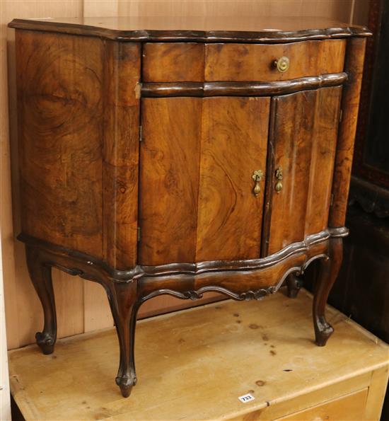 An Italian walnut side cabinet W.81cm